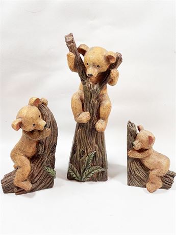 Three (3) Bears in Trees Figures