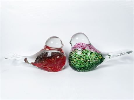 Colorful Glass Bird Duo - Lot 1