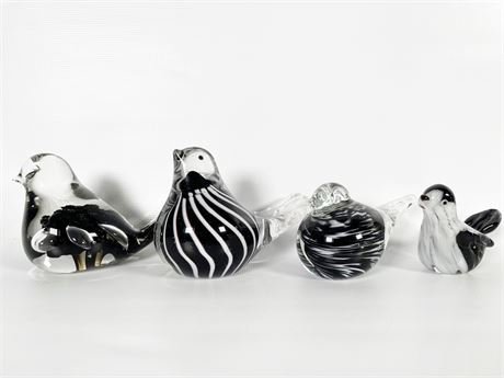 Black and White Glass Birds