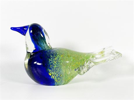 Blue & Green Glass Bird Paperweight