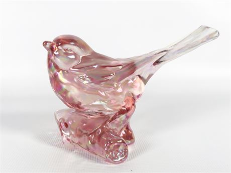 Fenton Pink Bird on Branch
